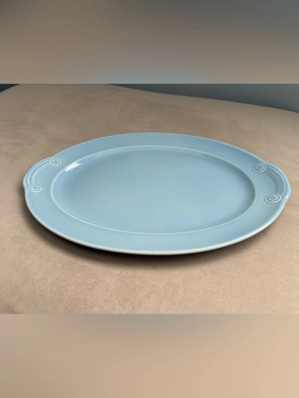 Taylor Smith Taylor USA Vintage LURAY PASTELS BLUE Oval Serving Platter 13”x9.75